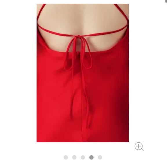 Bardot red silk long gown spaghetti straps - Picture 5 of 11